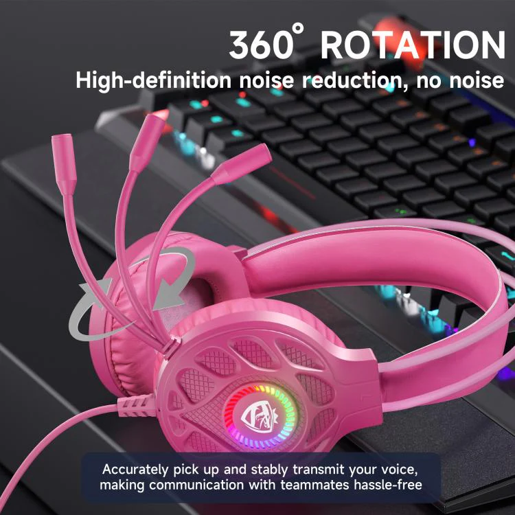 SoulBytes S200 3.5mm USB Wired LED Gaming Headset with Mic(Pink) - Image 3