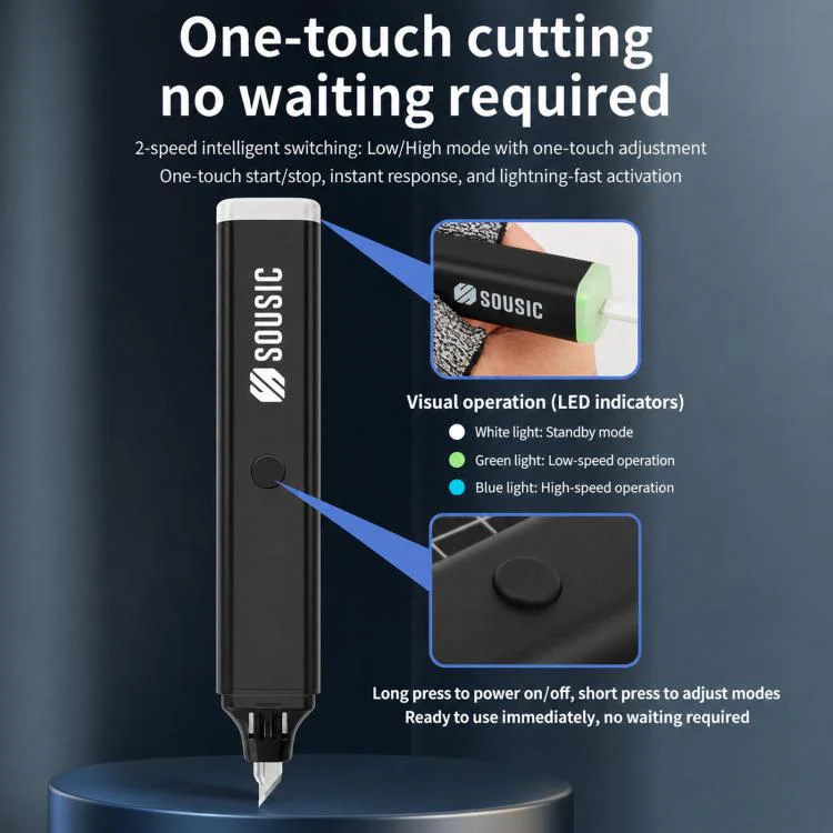 SOUSIC 19-Piece Set Basic 45W Handheld Ultrasonic Cutter Plastic Resin PCB Carbon Fiber Portable Cutting Tool, US Plug - Image 4