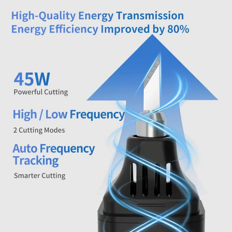 SOUSIC 19-Piece Set Basic 45W Handheld Ultrasonic Cutter Plastic Resin PCB Carbon Fiber Portable Cutting Tool, US Plug - Image 6