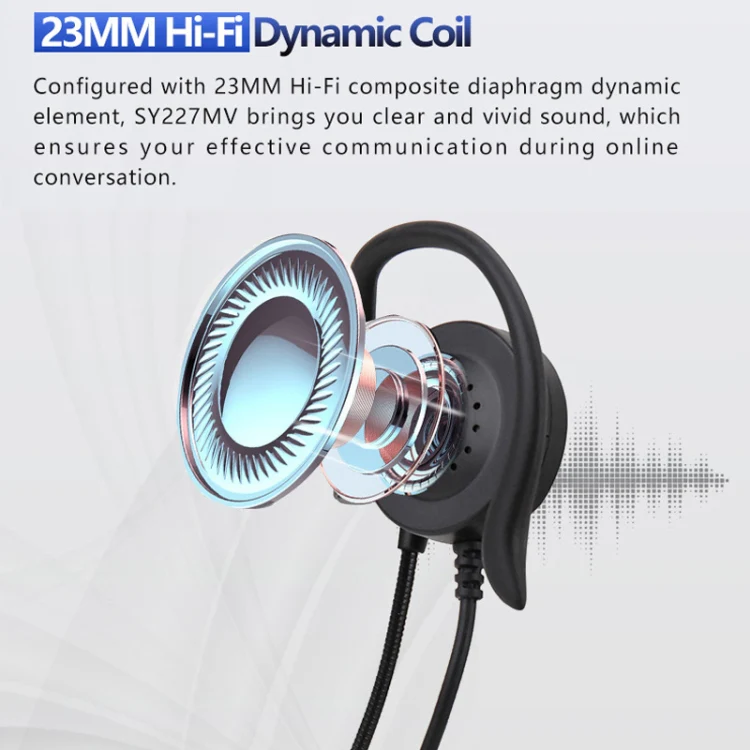 SOYTO SY227 Single-side Operator Ear Hook Headset Corded Computer Headset, Interfaces: Separation USB Wire Control - Image 4