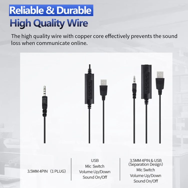 SOYTO SY227 Single-side Operator Ear Hook Headset Corded Computer Headset, Interfaces: Separation USB Wire Control - Image 7