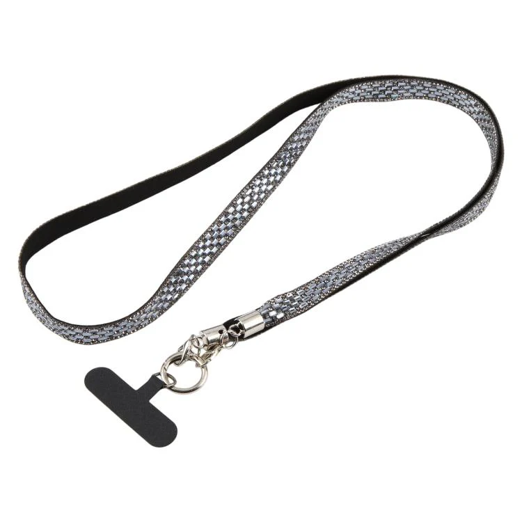 Sparkling Rhinestone Phone Lanyard with Pad(Blue Silver) - Image 2