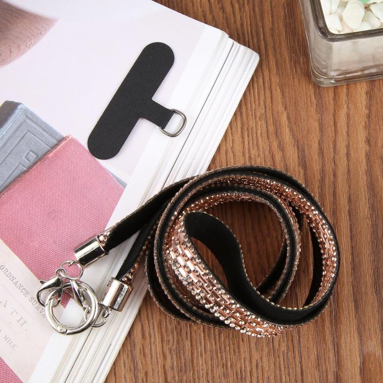 Sparkling Rhinestone Phone Lanyard with Pad(Gold)