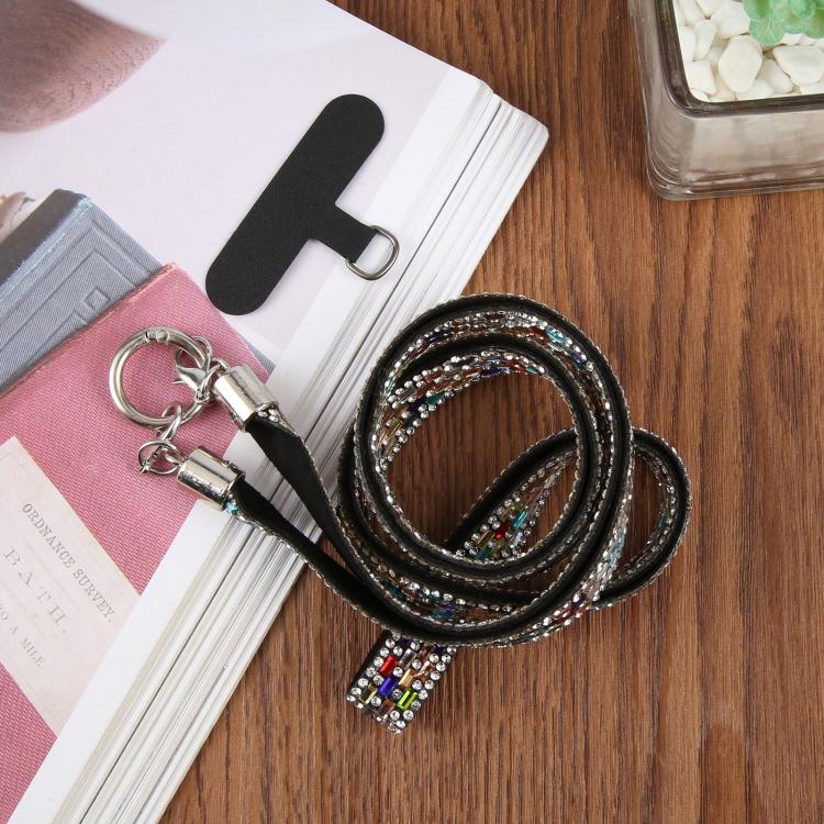 Sparkling Rhinestone Phone Lanyard with Pad(Rainbow)
