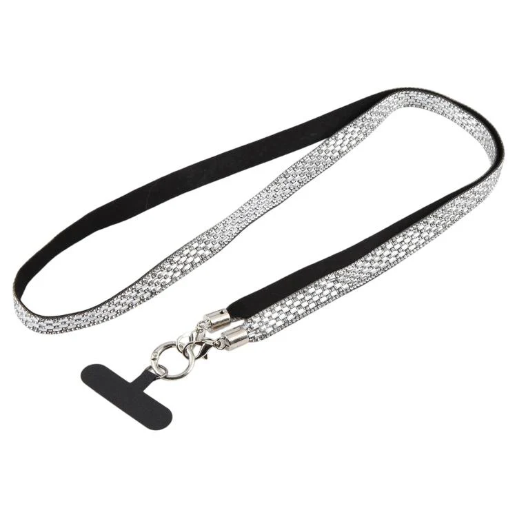 Sparkling Rhinestone Phone Lanyard with Pad(Silver) - Image 2