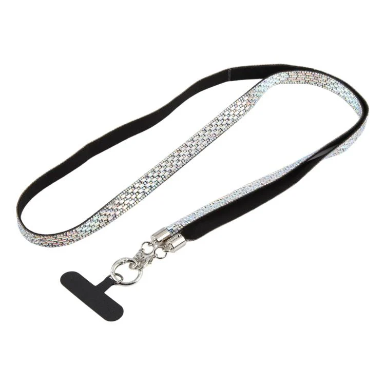 Sparkling Rhinestone Phone Lanyard with Pad(Silver Multicolor) - Image 2
