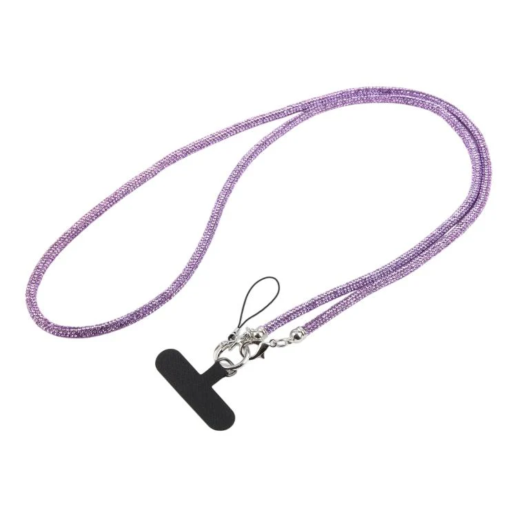 Sparkling Rhinestone Studded Long Phone Strap(Light Purple)