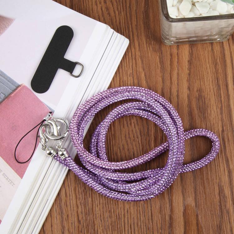 Sparkling Rhinestone Studded Long Phone Strap(Light Purple) - Image 2