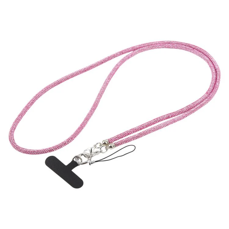 Sparkling Rhinestone Studded Long Phone Strap(Pink)