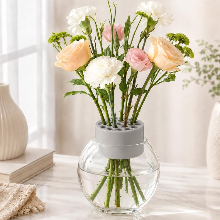 Spiral Plastic Flower Stem Holder(Grey)