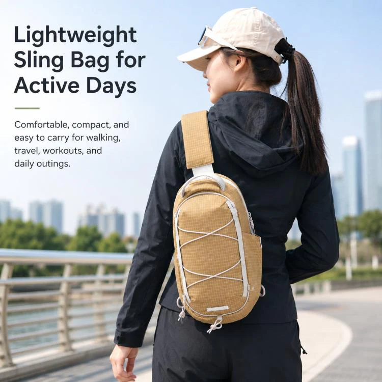 Sports Shoulder Crossbody Bag Lightweight Portable Nylon Waterproof Outdoor Casual Chest Bag(Orange) - Image 2