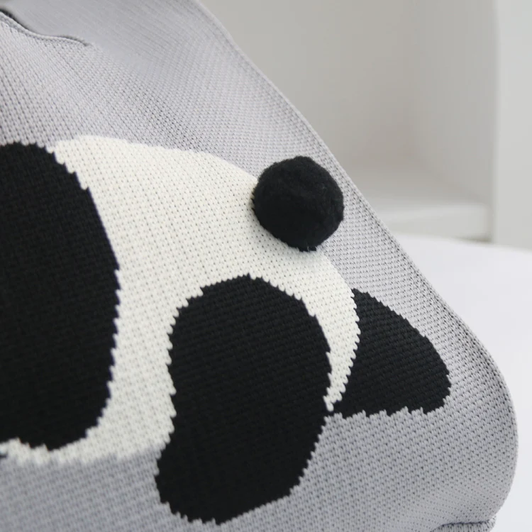Spring and Summer Giant Panda Knitted Bag Large Capacity Cartoon Vest Style Handbag(Purple) - Image 6