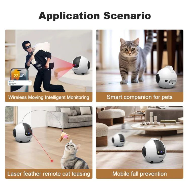 SriHome DH013 Plus 4MP Smart Pet Robot Camera with Auto-Charging Dock, Plug Type:UK Plug(White) - Image 6