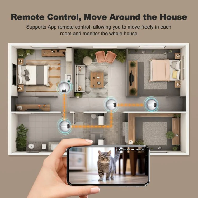 SriHome DH013 Plus 4MP Smart Pet Robot Camera with Auto-Charging Dock, Plug Type:UK Plug(White) - Image 8