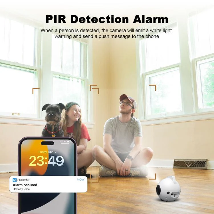 SriHome DH013 Plus 4MP Smart Pet Robot Camera with Auto-Charging Dock, Plug Type:UK Plug(White) - Image 9