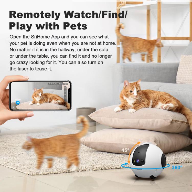 SriHome DH013 Plus 4MP Smart Pet Robot Camera with Auto-Charging Dock, Plug Type:US Plug(White) - Image 14