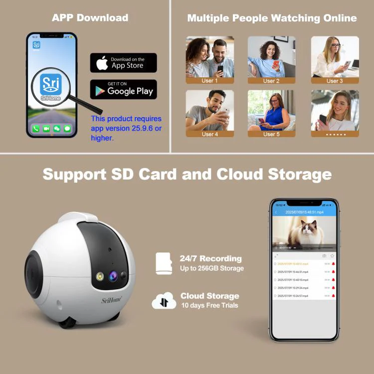 SriHome DH013 Plus 4MP Smart Pet Robot Camera with Auto-Charging Dock, Plug Type:US Plug(White) - Image 17