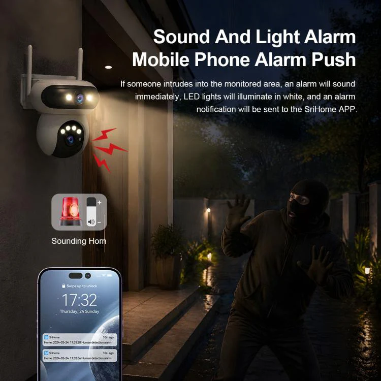 Srihome SH062 8MP Binocular Outdoor Auto-Tracking Wireless WiFi Security Camera(US Plug) - Image 11