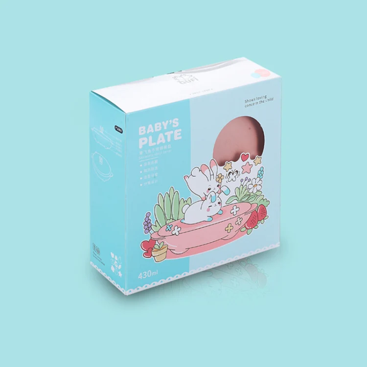 Stainless Steel Baby Dinner Plate Cartoon Rabbit Ears Shape Lattice Student Tableware Infant Food Supplement Training Rice Bowl Fast Food Plate(Pink) - Image 5