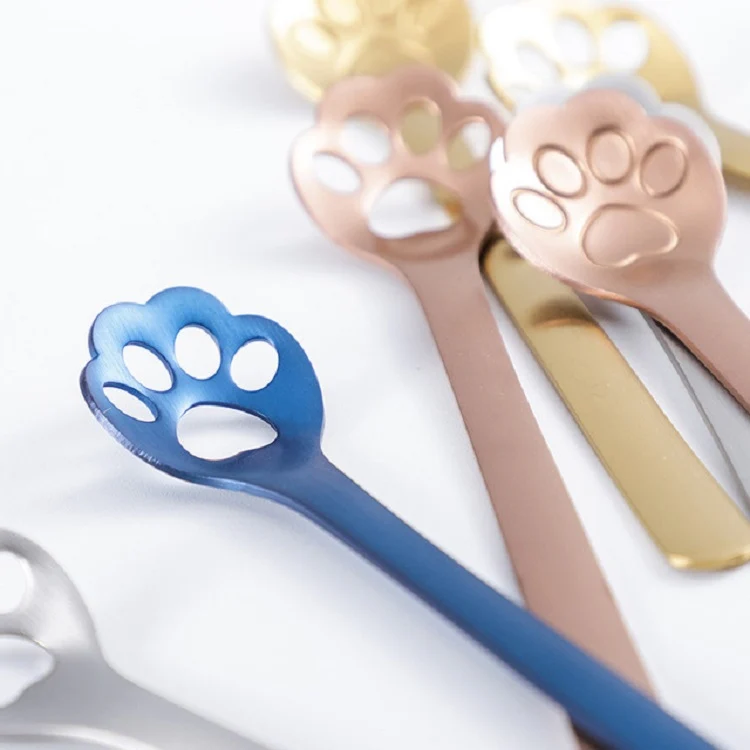 Stainless Steel Creative Cat Claw Coffee Spoon Dessert Cake Spoon, Style:Cat Claw Spoon, Color:Colorful - Image 4