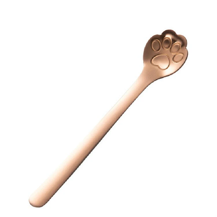 Stainless Steel Creative Cat Claw Coffee Spoon Dessert Cake Spoon, Style:Cat Claw Spoon, Color:Rose Gold - Image 2