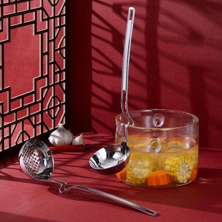 Stainless Steel Hot Pot Hanging Wall Spoon Creative Fishing Spoon Porridge Spoon, Style:Colander - Image 9