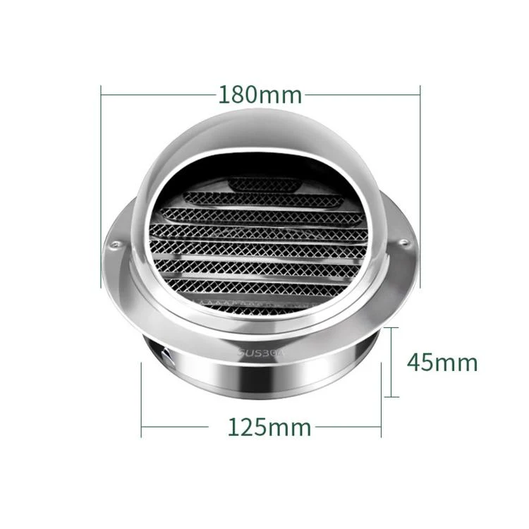 Stainless Steel Range Hood Exhaust Pipe Vent Exterior Wall Rainproof Cover, Size: 130# 304 Polished Thickened - Image 2