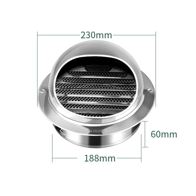 Stainless Steel Range Hood Exhaust Pipe Vent Exterior Wall Rainproof Cover, Size: 190# 304 Polished Thickened - Image 2
