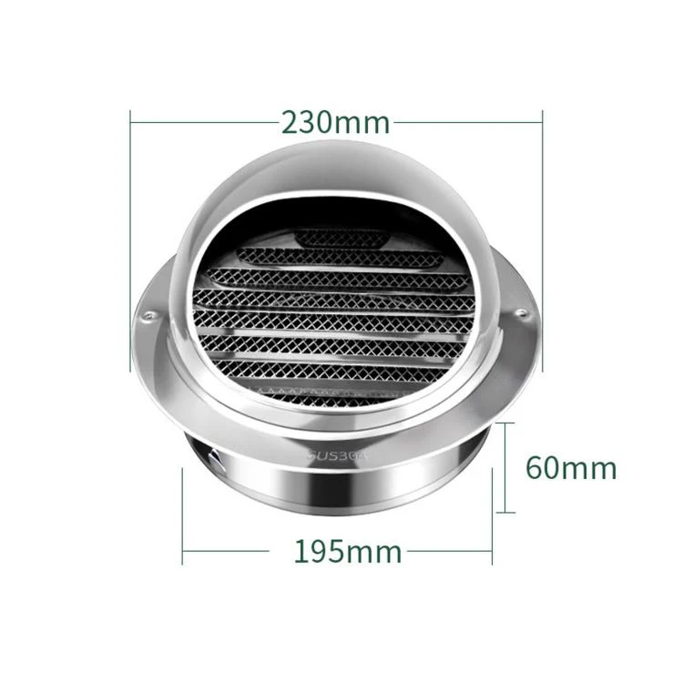 Stainless Steel Range Hood Exhaust Pipe Vent Exterior Wall Rainproof Cover, Size: 200# 304 Polished Thickened - Image 2