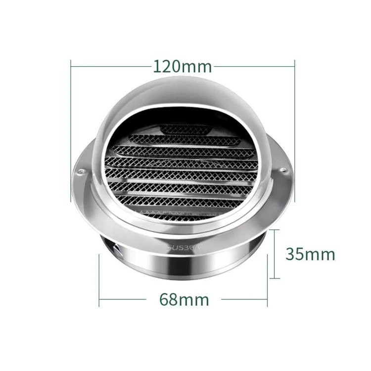 Stainless Steel Range Hood Exhaust Pipe Vent Exterior Wall Rainproof Cover, Size: 70# 304 Polished Thickened - Image 2