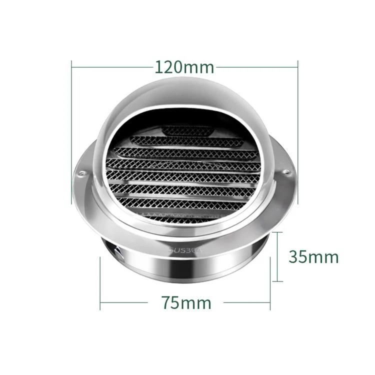 Stainless Steel Range Hood Exhaust Pipe Vent Exterior Wall Rainproof Cover, Size: 80# 304 Polished Thickened - Image 2