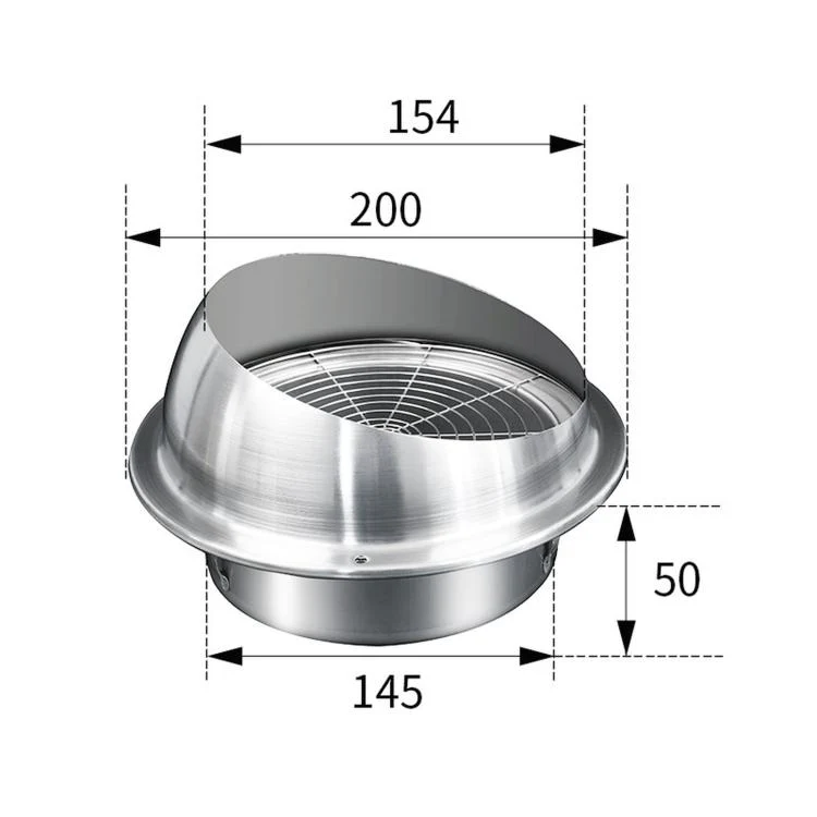 Stainless Steel Range Hood Integrated Cooktop Exhaust Vent Bird and Rat Protective Mesh Cover, Size: 150mm - Image 2