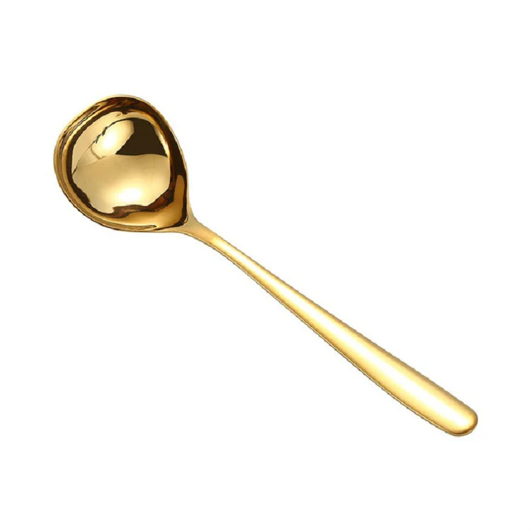 Stainless Steel Sauce Spoon Creative Big Head Long Handle Spoon, Color:Gold - Image 2