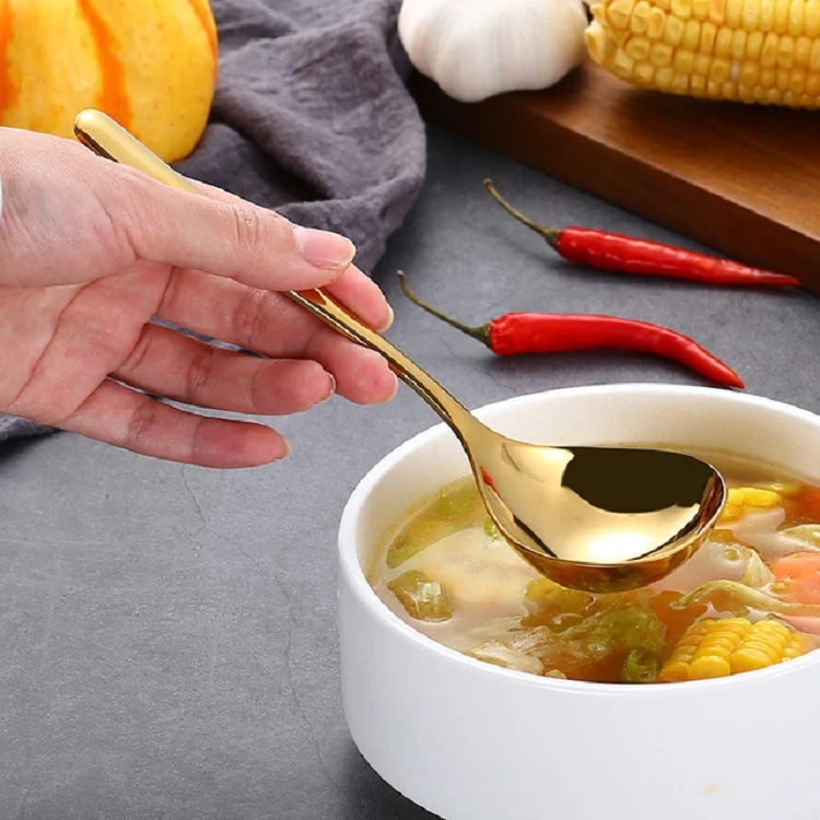 Stainless Steel Sauce Spoon Creative Big Head Long Handle Spoon, Color:Gold - Image 7