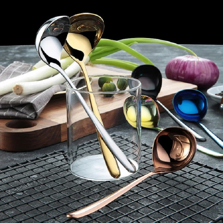 Stainless Steel Sauce Spoon Creative Big Head Long Handle Spoon, Color:Rose Gold - Image 8