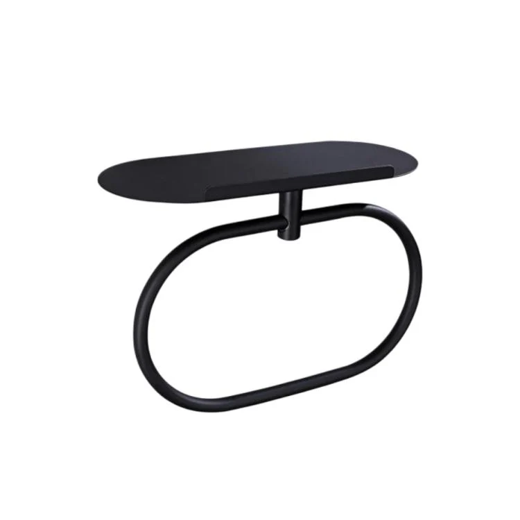 Stainless Steel Towel Ring With Shelf No Drill Wall-Mounted Storage Organizer For Bathroom And Kitchen Z-1 Black