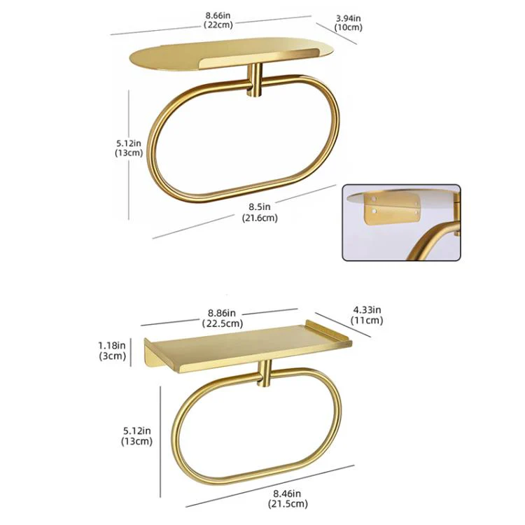 Stainless Steel Towel Ring With Shelf No Drill Wall-Mounted Storage Organizer For Bathroom And Kitchen Z-1 Black - Image 6