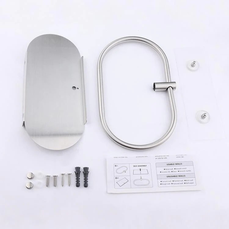 Stainless Steel Towel Ring With Shelf No Drill Wall-Mounted Storage Organizer For Bathroom And Kitchen Z-1 Silver - Image 7