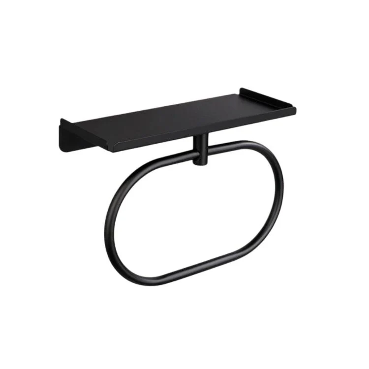 Stainless Steel Towel Ring With Shelf No Drill Wall-Mounted Storage Organizer For Bathroom And Kitchen Z Black