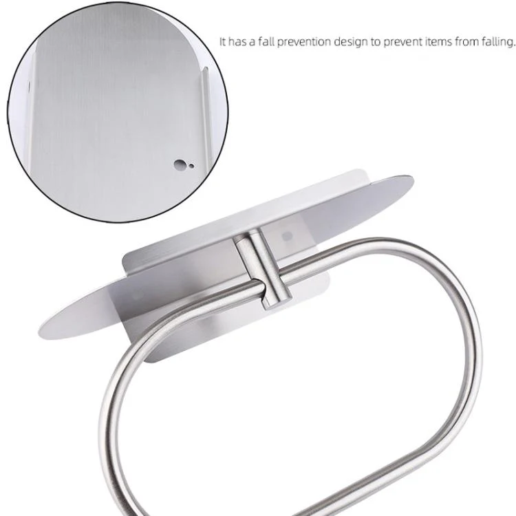 Stainless Steel Towel Ring With Shelf No Drill Wall-Mounted Storage Organizer For Bathroom And Kitchen Z Silver - Image 5