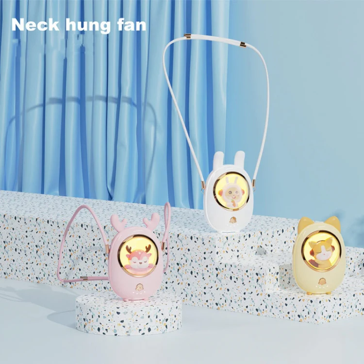 Star Pet Hanging Neck Fan USB Hand-Held Silent Luminous Fan(Pink) - Image 2