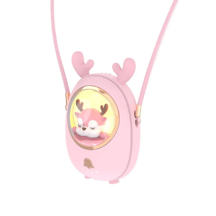 Star Pet Hanging Neck Fan USB Hand-Held Silent Luminous Fan(Pink) - Image 3