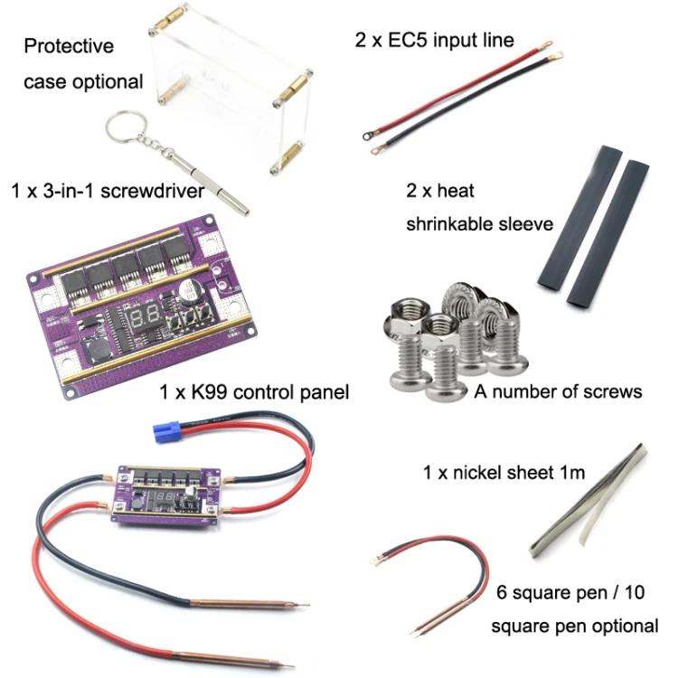 Start Treasure Version 12V Digital Display DIY Battery Spot Welding Machine Pen Control, Style:6 Square Pen With Case - Image 2