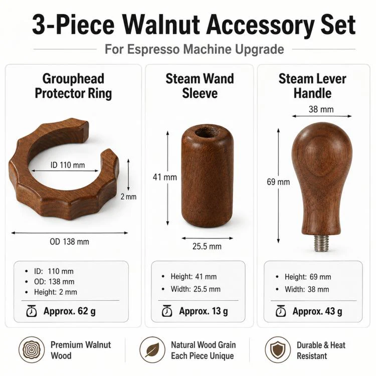 Steam Wand Sleeve For Gemilai 3006/3145/3145B Espresso Machine Walnut Wood Modification Accessories - Image 6