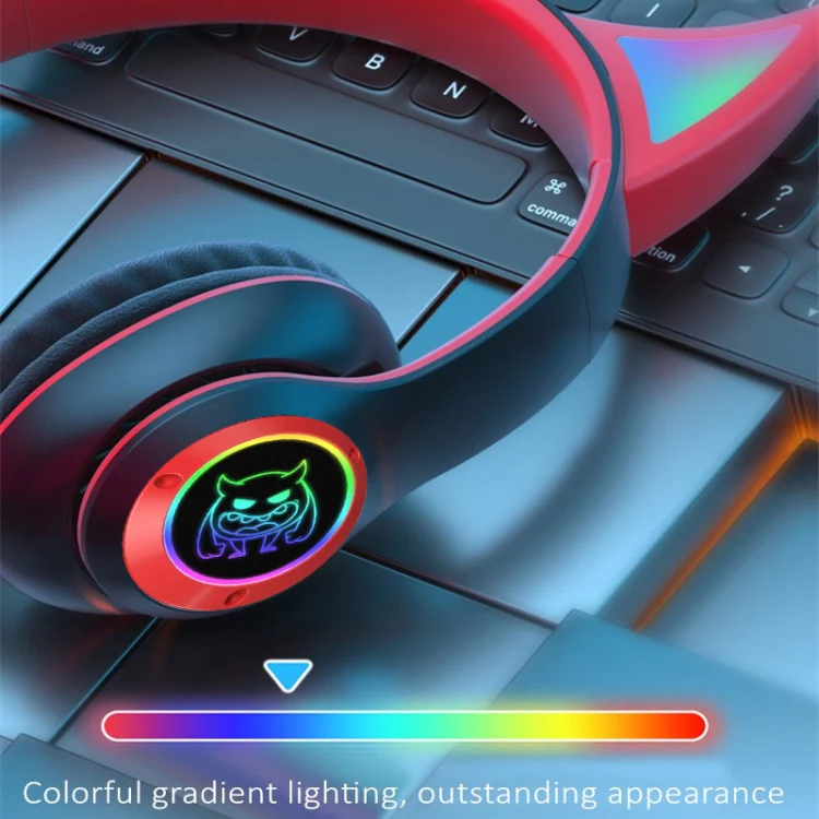 STN25 Devil Ear RGB Light Wireless Music Headset For Children with Mic(Black) - Image 5