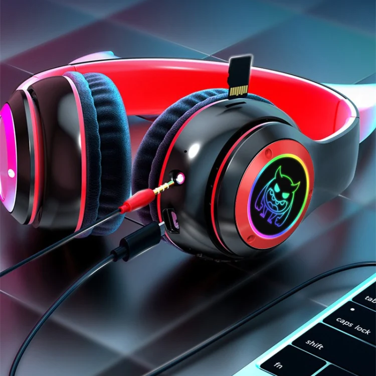 STN25 Devil Ear RGB Light Wireless Music Headset For Children with Mic(Black) - Image 8
