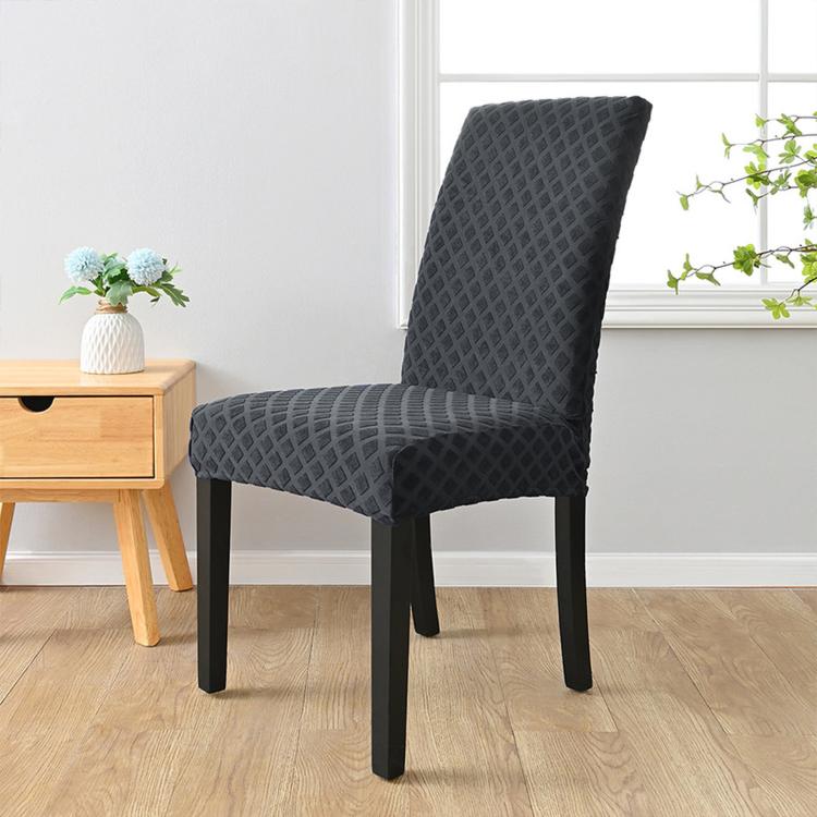 Stretch Dining Chair Cover Rhombus High Back Kitchen Chair Slipcover, Size: L 60-70cm Height(Dark Gray)