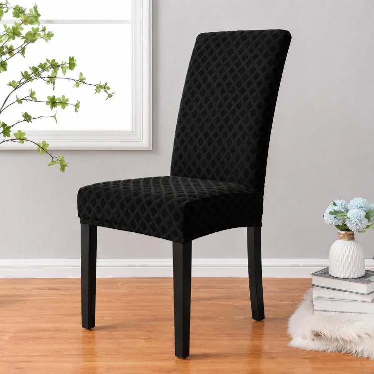 Stretch Dining Chair Cover Rhombus High Back Kitchen Chair Slipcover, Size: M 45-60cm Height(Green)