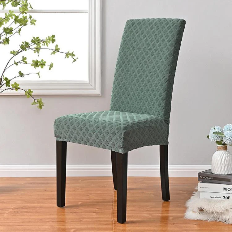 Stretch Dining Chair Cover Rhombus High Back Kitchen Chair Slipcover, Size: M 45-60cm Height(Matcha Green)