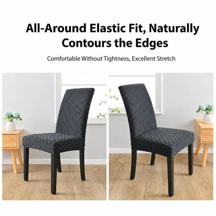 Stretch Dining Chair Cover Rhombus High Back Kitchen Chair Slipcover, Size: M 45-60cm Height(Wine Red) - Image 3